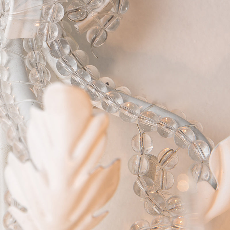 Traditional Candlestick Wall Mount Light 3 Bulbs Metallic Wall Light Fixture with Crystal Draping in White