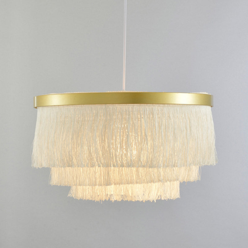 Fringe Gold Ceiling Light Layered 1-Light Minimalism Hanging Lamp for Living Room