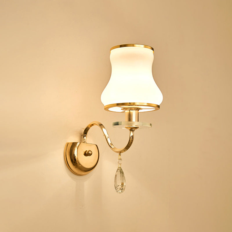Bloemen Cream Glass Wand Licht Paksel Vintage woonkamer Muur gemonteerde lamp in goud