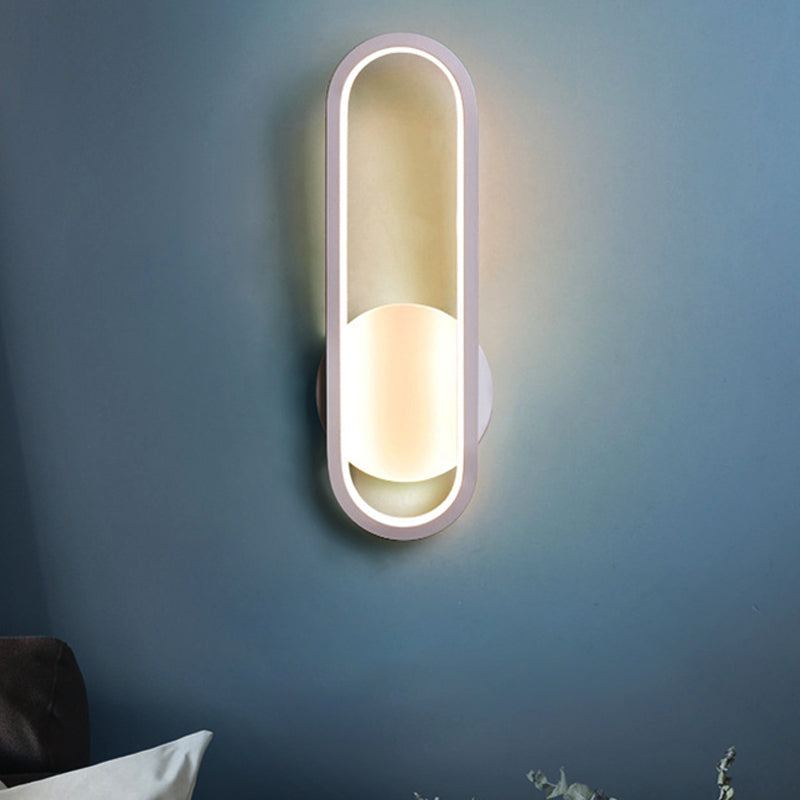 Zwart/wit langwerpig LED -wandconstructie Minimale acryl Woonkamer Wandverlichtingsideeën, Wit/warm licht