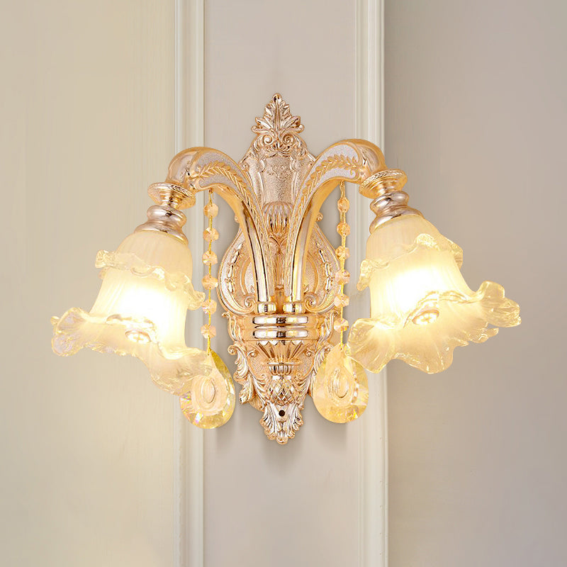 Verweerde zink gearceerde wandlicht vintage imitatie jade gang muur gemonteerde lamp met kristal accent