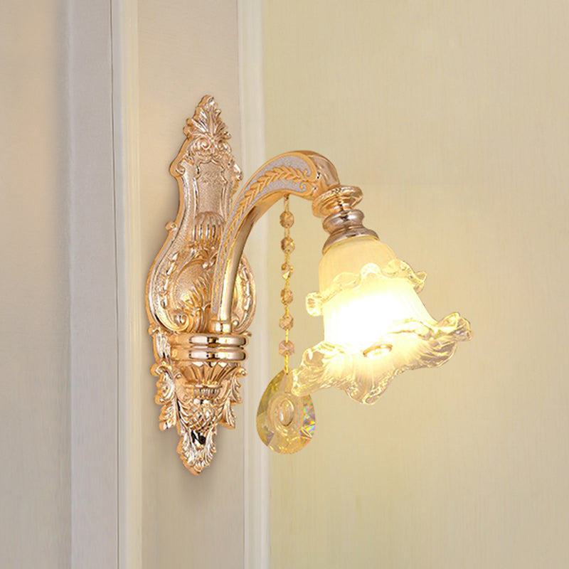 Verweerde zink gearceerde wandlicht vintage imitatie jade gang muur gemonteerde lamp met kristal accent