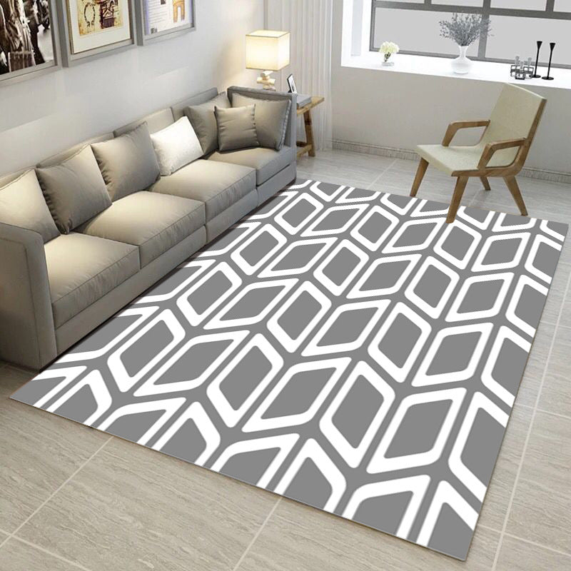 Multi Color Simple Style Rug Polypropylene Geometric Print Rug Washable Non-Slip Backing Pet Friendly Rug for Living Room