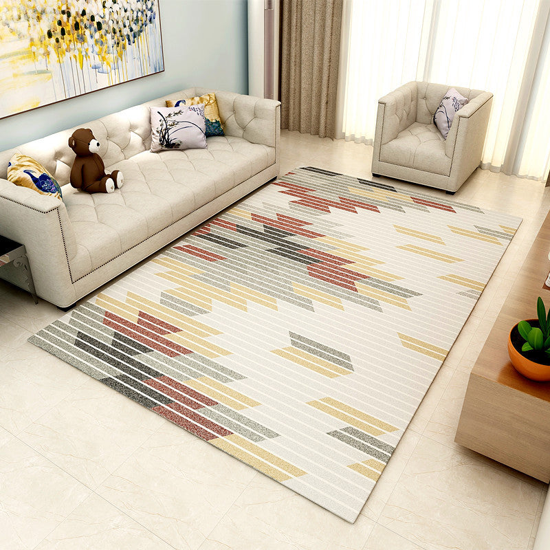 Multi Color Simple Style Rug Polypropylene Geometric Print Rug Washable Non-Slip Backing Pet Friendly Rug for Living Room