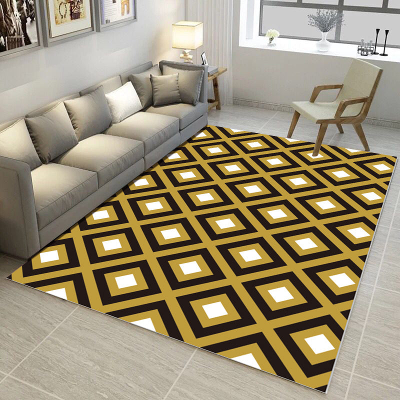 Multi Color Simple Style Rug Polypropylene Geometric Print Rug Washable Non-Slip Backing Pet Friendly Rug for Living Room