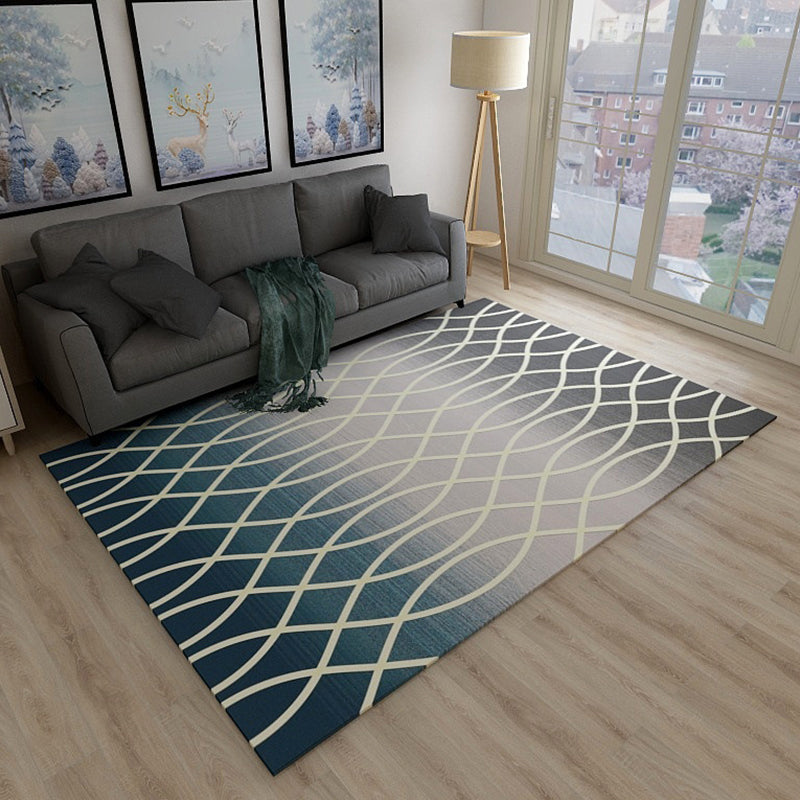 Simplicity Living Room Rug Multi-Color Geometrical Area Carpet Polyester Pet Friendly Anti-Slip Machine Washable Rug