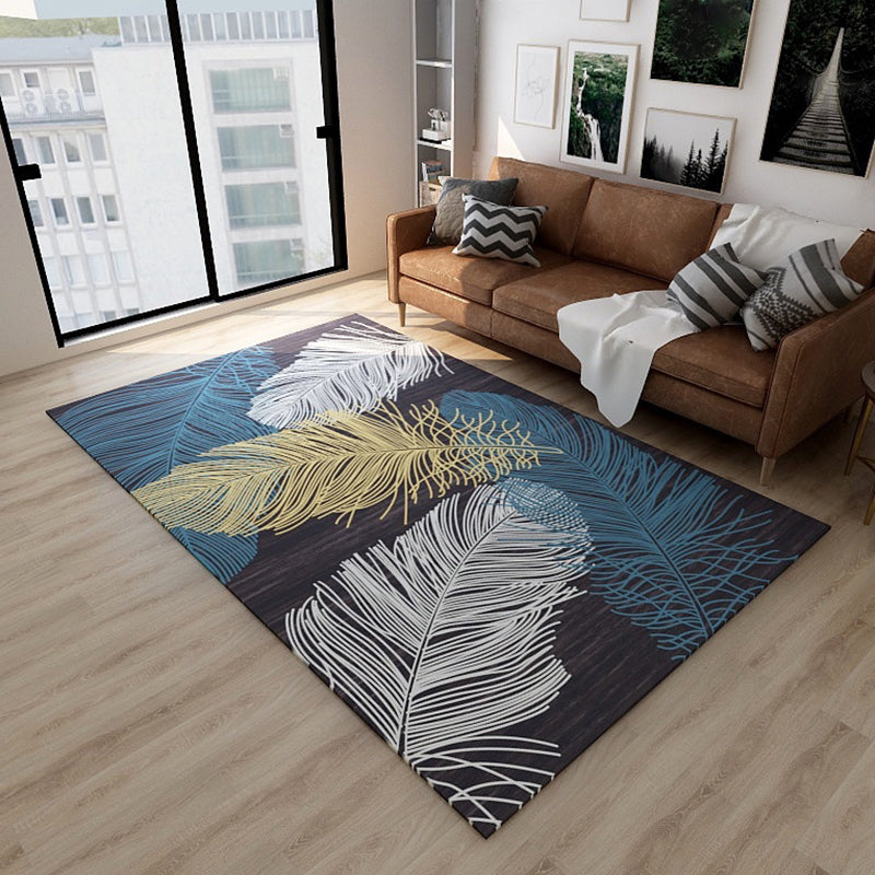 Simplicity Living Room Rug Multi-Color Geometrical Area Carpet Polyester Pet Friendly Anti-Slip Machine Washable Rug