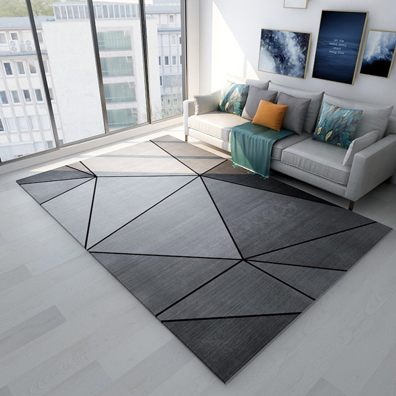 Simplicity Living Room Rug Multi-Color Geometrical Area Carpet Polyester Pet Friendly Anti-Slip Machine Washable Rug