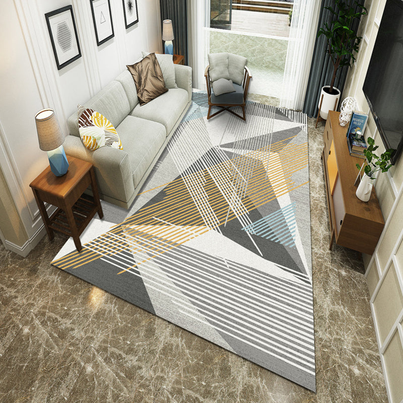 Modernist Geometric Block Rug Multicolor Synthetics Rug Stain Resistant Washable Non-Slip Rug for Family Room
