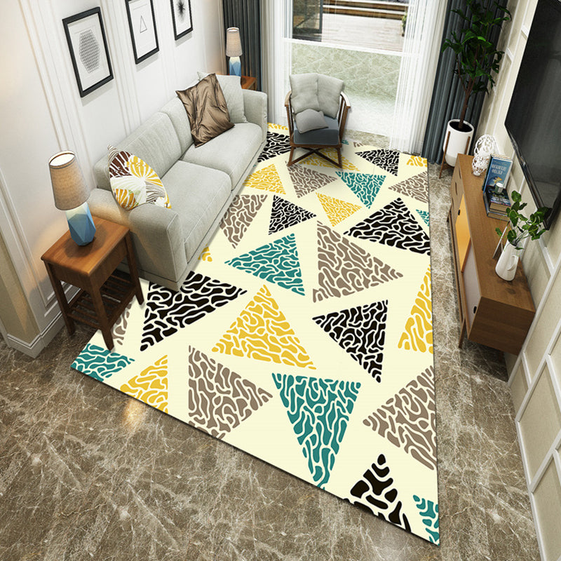Modernist Geometric Block Rug Multicolor Synthetics Rug Stain Resistant Washable Non-Slip Rug for Family Room