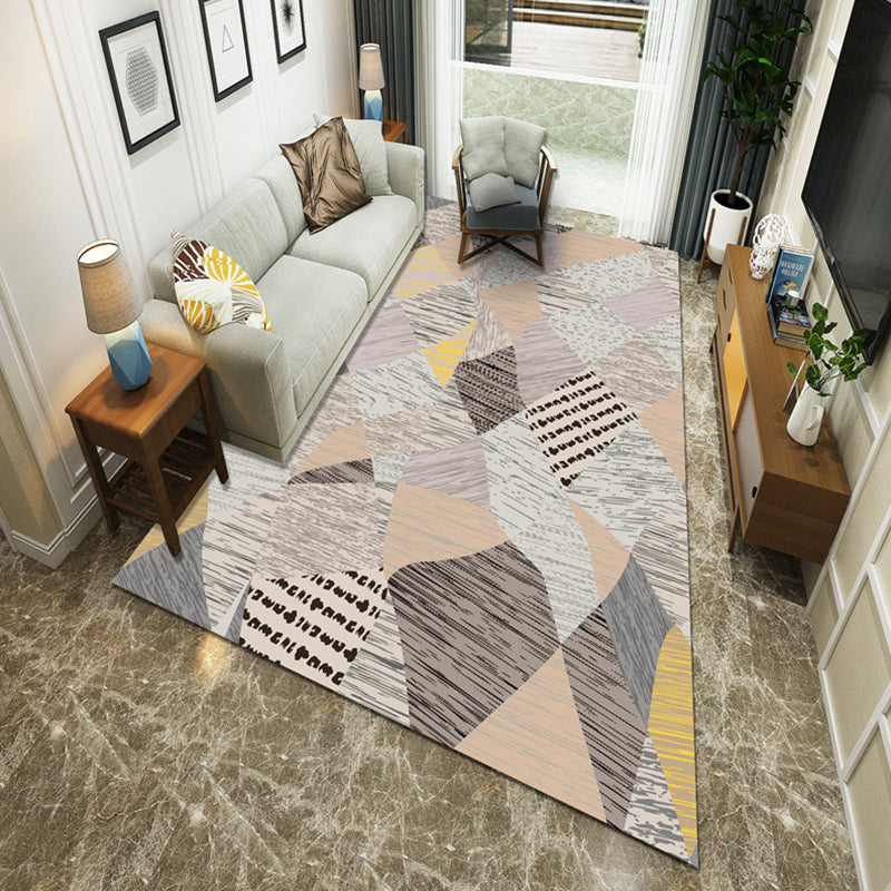 Modernist Geometric Block Rug Multicolor Synthetics Rug Stain Resistant Washable Non-Slip Rug for Family Room