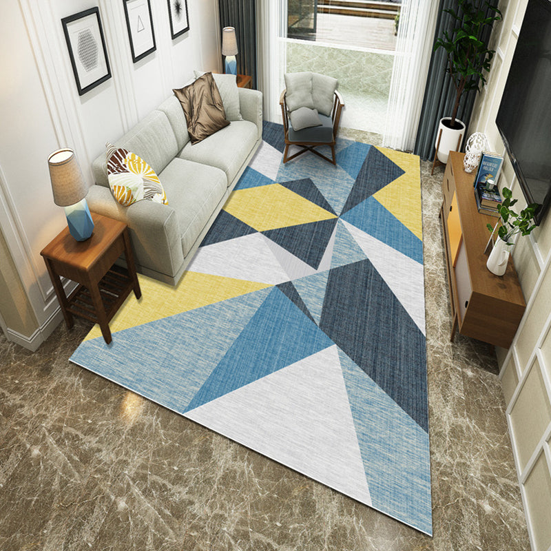 Modernist Geometric Block Rug Multicolor Synthetics Rug Stain Resistant Washable Non-Slip Rug for Family Room