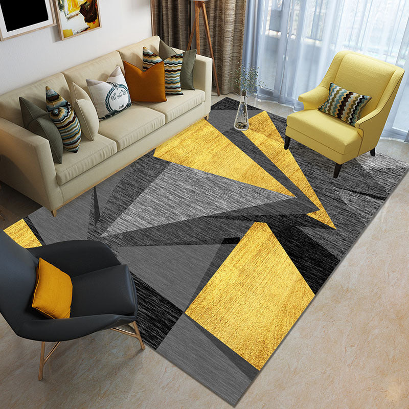 Funky Color Blocking Geometric Rug Multi Colored Nordic Rug Polypropylene Non-Slip Backing Pet Friendly Washable Rug for Room
