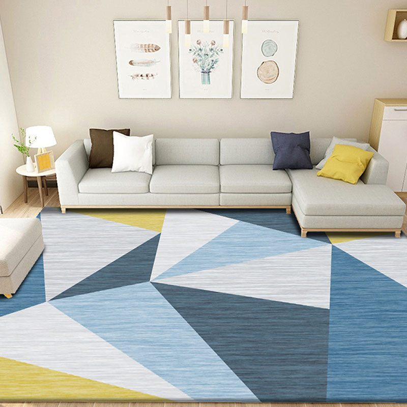 Funky Color Blocking Geometric Rug Multi Colored Nordic Rug Polypropylene Non-Slip Backing Pet Friendly Washable Rug for Room
