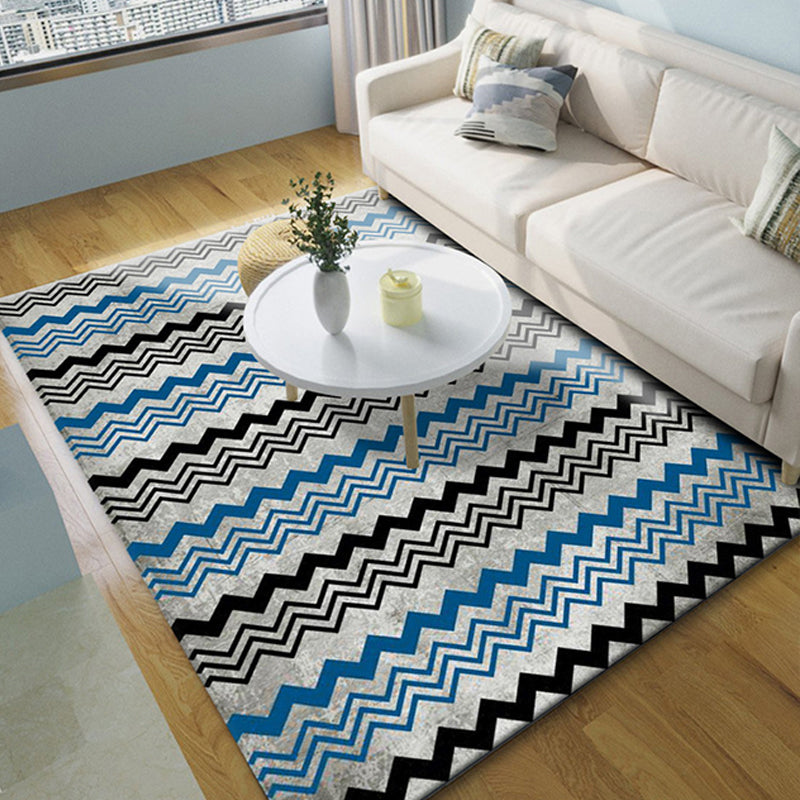 Minimalistic Geometric Rug Multi Colored Synthetics Carpet Stain Resistant Pet Friendly Anti-Slip Backing Rug for Living Room