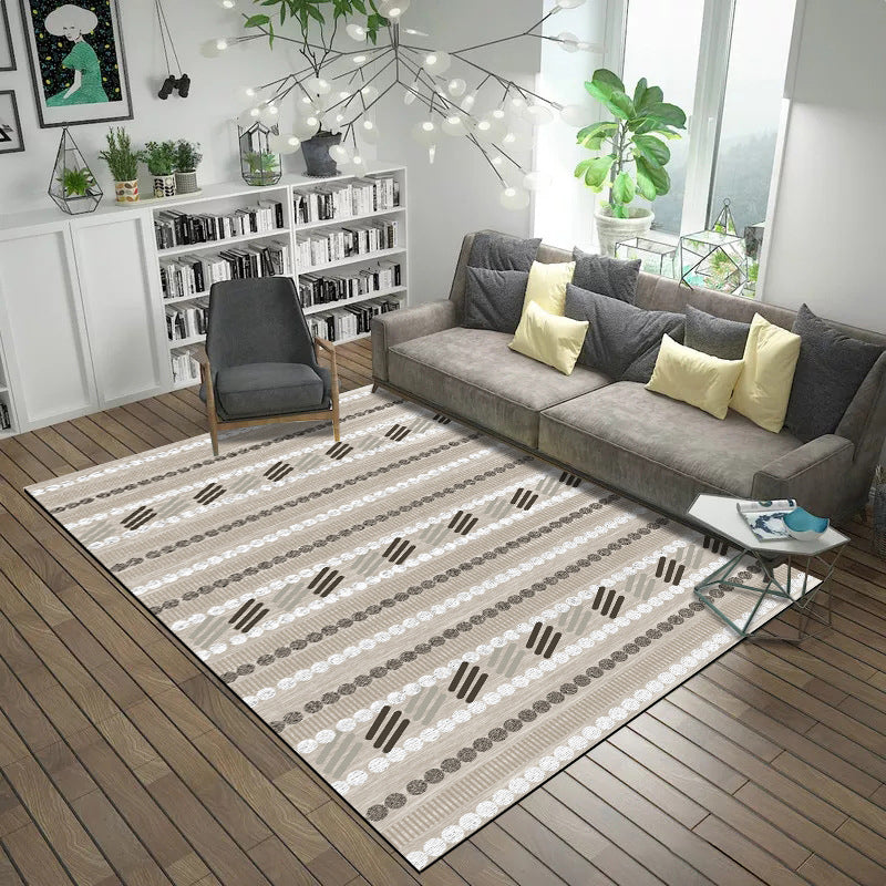 Minimalistic Geometric Rug Multi Colored Synthetics Carpet Stain Resistant Pet Friendly Anti-Slip Backing Rug for Living Room