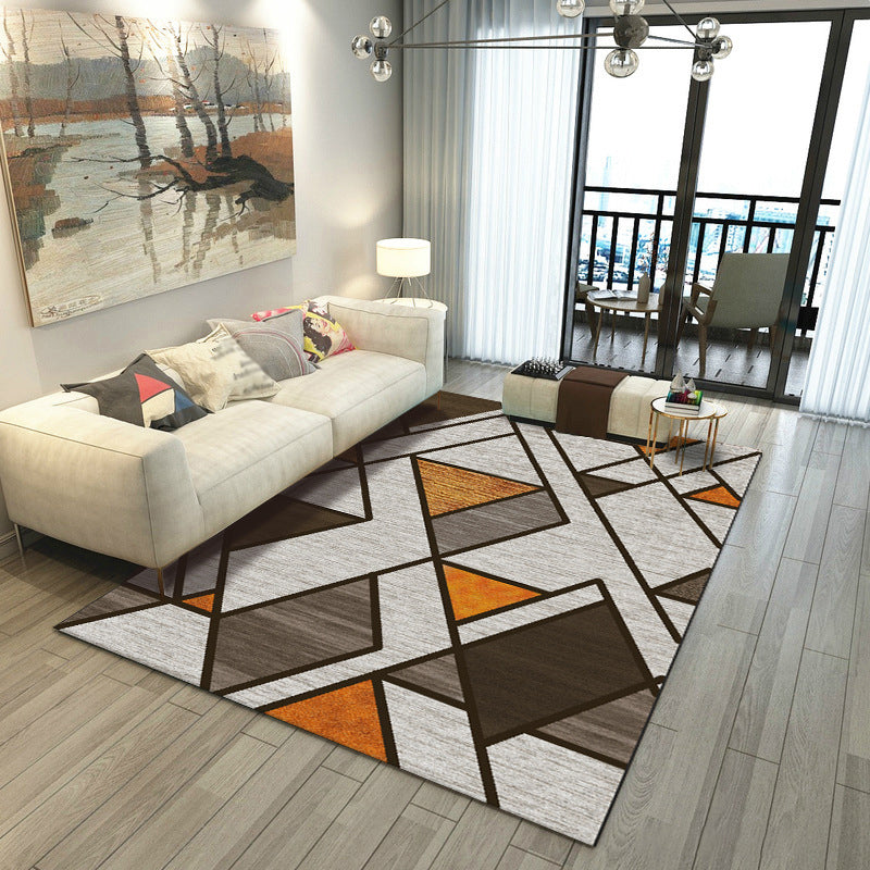 Minimalistic Geometric Rug Multi Colored Synthetics Carpet Stain Resistant Pet Friendly Anti-Slip Backing Rug for Living Room