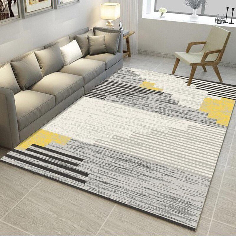 Multi Colored Room Area Rug Modern Colorblock Geometric Carpet Polypropylene Machine Washable Pet Friendly Non-Slip Rug