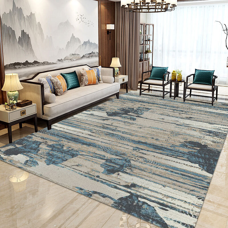 Modern Home Decorative Rug Multi Colored Geometry Area Rug Polypropylene Washable Stain Resistant Non-Slip Backing Rug