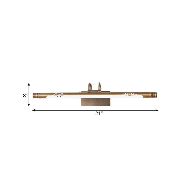 Rohr Badezimmer Eitelkeitslicht Klassische Metall -LED -Bronze/Messinglampe in Weiß/warmem Licht, 21 "/26"/29 "W.