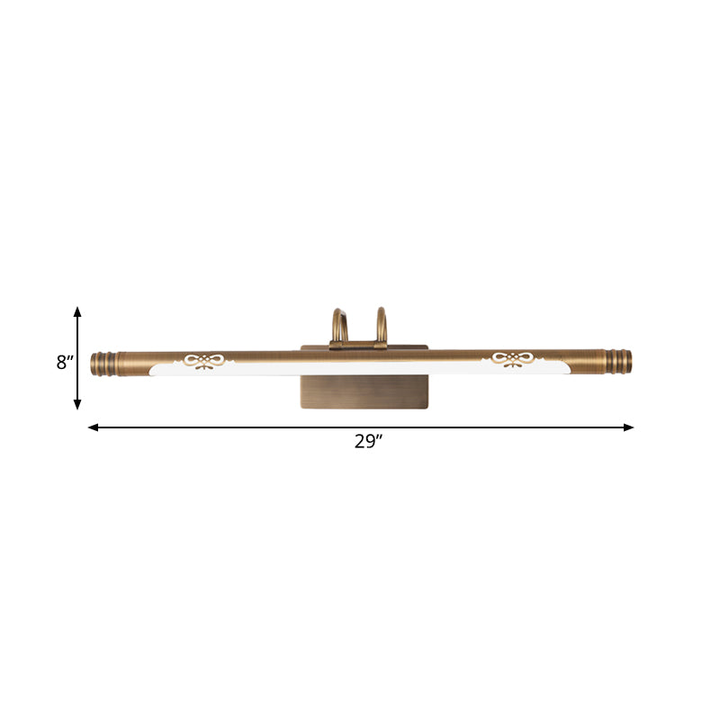 Rohr Badezimmer Eitelkeitslicht Klassische Metall -LED -Bronze/Messinglampe in Weiß/warmem Licht, 21 "/26"/29 "W.