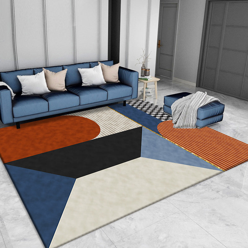 Luxuriöser geometrischer Teppich, mehrfarbig, minimalistischer Teppich, Synthetik, haustierfreundlich, maschinenwaschbar, rutschfester Teppich für die Inneneinrichtung