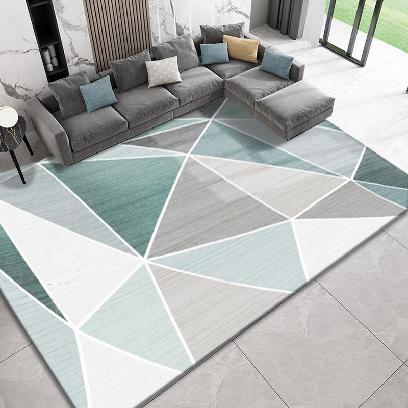 Fashionable Multicolor Nordic Rug Polyester Geometric Blocks Carpet Non-Slip Machine Washable Stain Resistant Rug for Living Room