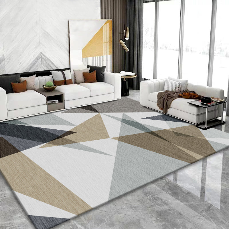 Fashionable Multicolor Nordic Rug Polyester Geometric Blocks Carpet Non-Slip Machine Washable Stain Resistant Rug for Living Room