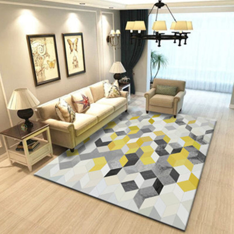 Environmental Modern Area Rug Multi Colored Geometrical Rug Pet Friendly Non-Slip Machine Washable Rug for Home