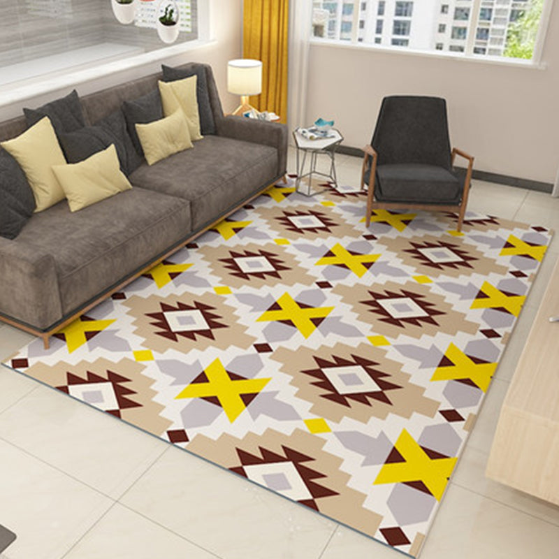 Environmental Modern Area Rug Multi Colored Geometrical Rug Pet Friendly Non-Slip Machine Washable Rug for Home