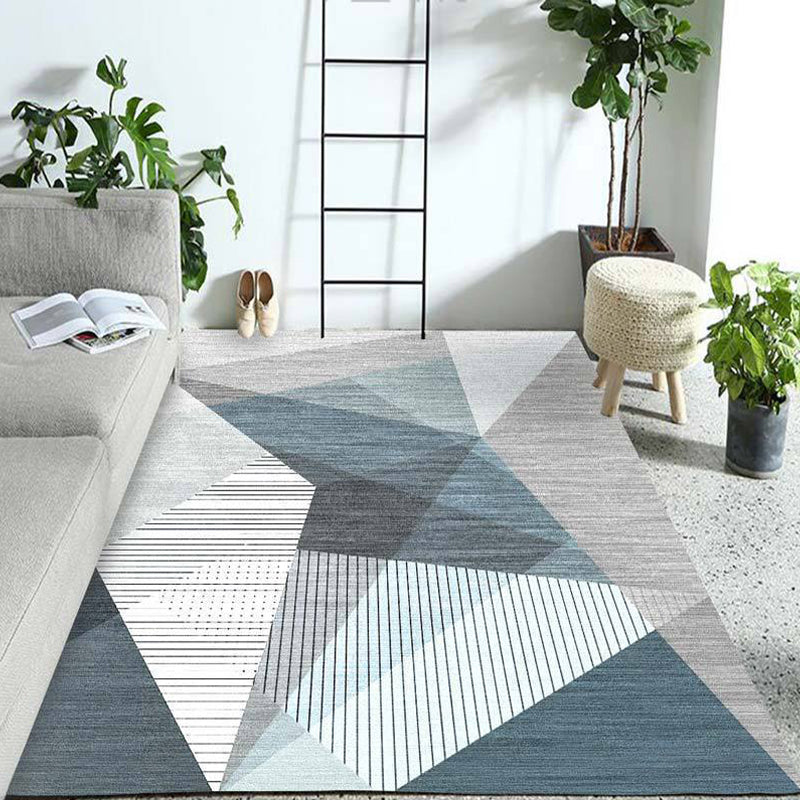 Pastel Colorblock Geometric Rug Multi-Color Nordic Carpet Polypropylene Pet Friendly Anti-Slip Backing Stain Resistant Rug for Room