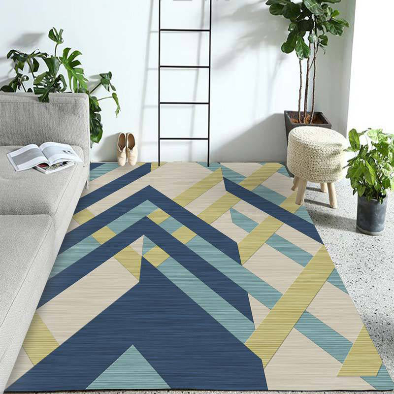Pastel Colorblock Geometric Rug Multi-Color Nordic Carpet Polypropylene Pet Friendly Anti-Slip Backing Stain Resistant Rug for Room