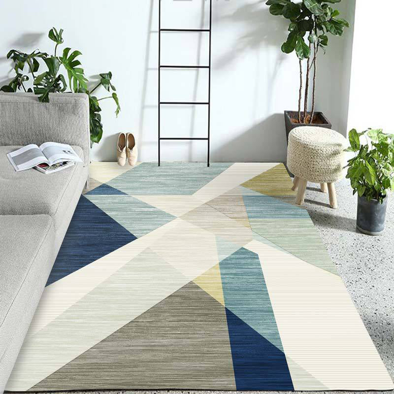 Pastel Colorblock Geometric Rug Multi-Color Nordic Carpet Polypropylene Pet Friendly Anti-Slip Backing Stain Resistant Rug for Room
