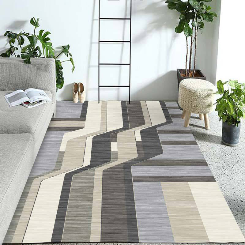 Pastel Colorblock Geometric Rug Multi-Color Nordic Carpet Polypropylene Pet Friendly Anti-Slip Backing Stain Resistant Rug for Room