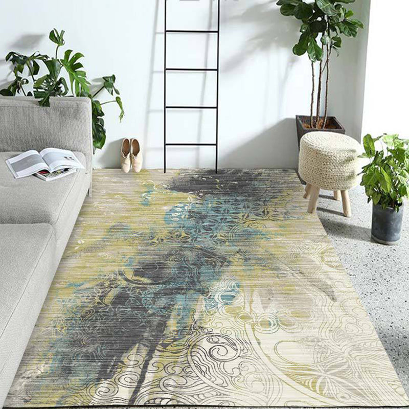 Pastel Colorblock Geometric Rug Multi-Color Nordic Carpet Polypropylene Pet Friendly Anti-Slip Backing Stain Resistant Rug for Room