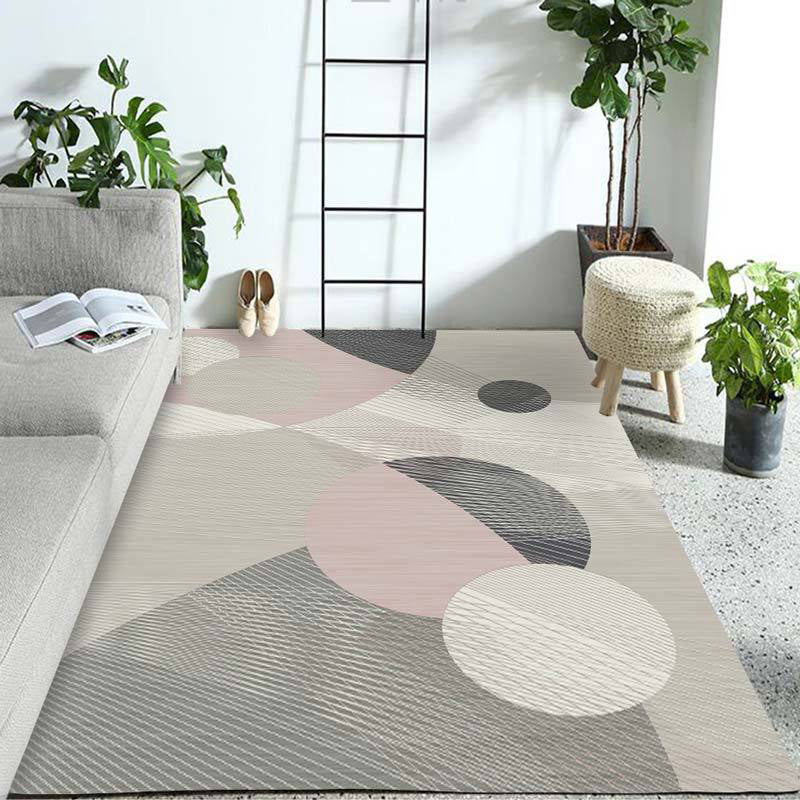 Pastel Colorblock Geometric Rug Multi-Color Nordic Carpet Polypropylene Pet Friendly Anti-Slip Backing Stain Resistant Rug for Room