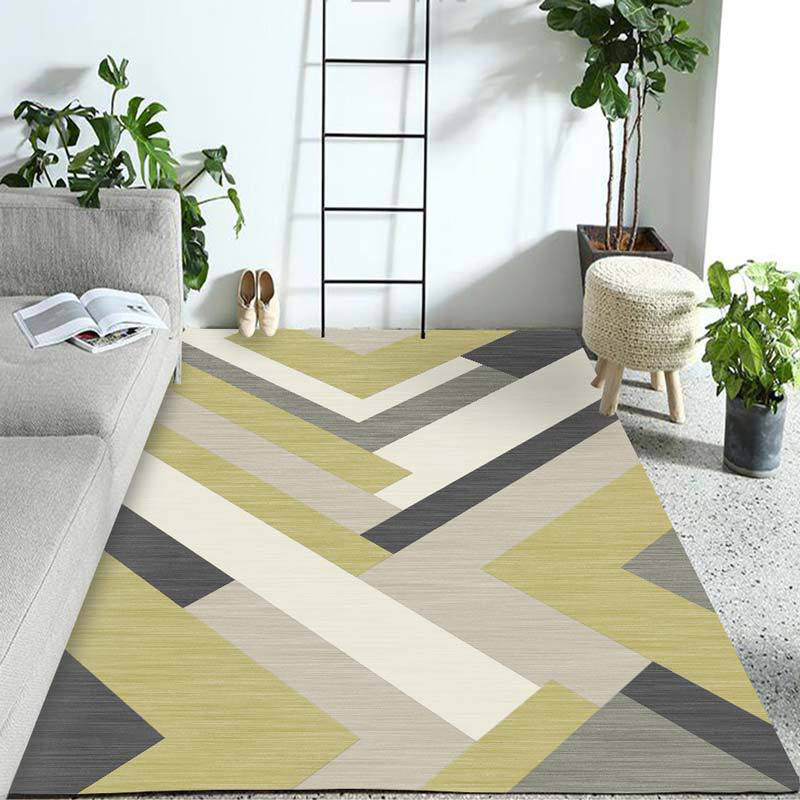 Pastel Colorblock Geometric Rug Multi-Color Nordic Carpet Polypropylene Pet Friendly Anti-Slip Backing Stain Resistant Rug for Room