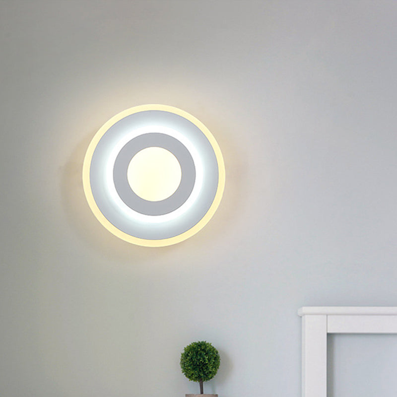 Minimal Acrylic Round/Square Wall Light Sconce Energy-Saving LED White Wall Lamp, Warm/White Light