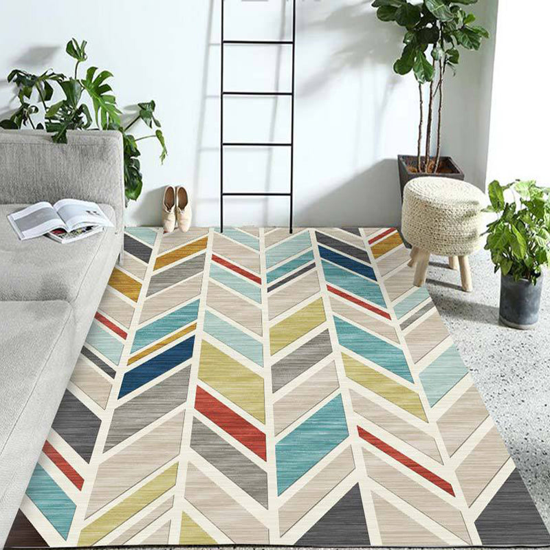 Pastel Colorblock Geometric Rug Multi-Color Nordic Carpet Polypropylene Pet Friendly Anti-Slip Backing Stain Resistant Rug for Room