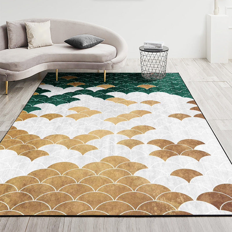 Nordic Geometric Printed Rug Multi Color Polyester Indoor Rug Anti-Slip Backing Washable Stain Resistant Carpet for Living Room