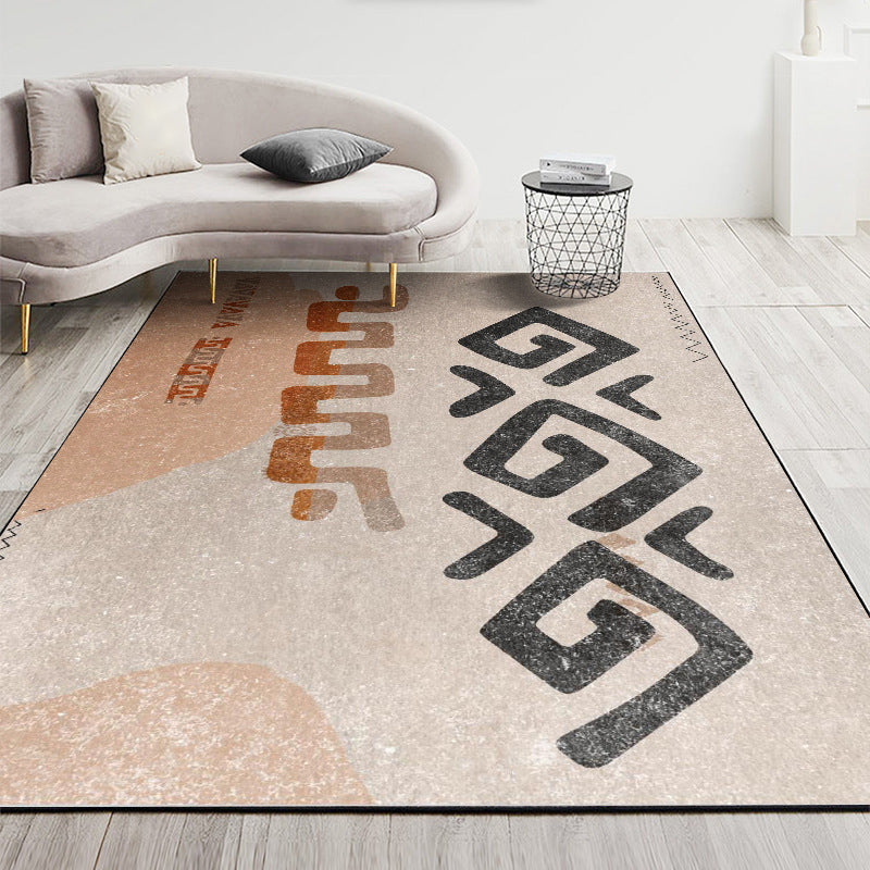 Nordic Geometric Printed Rug Multi Color Polyester Indoor Rug Anti-Slip Backing Washable Stain Resistant Carpet for Living Room