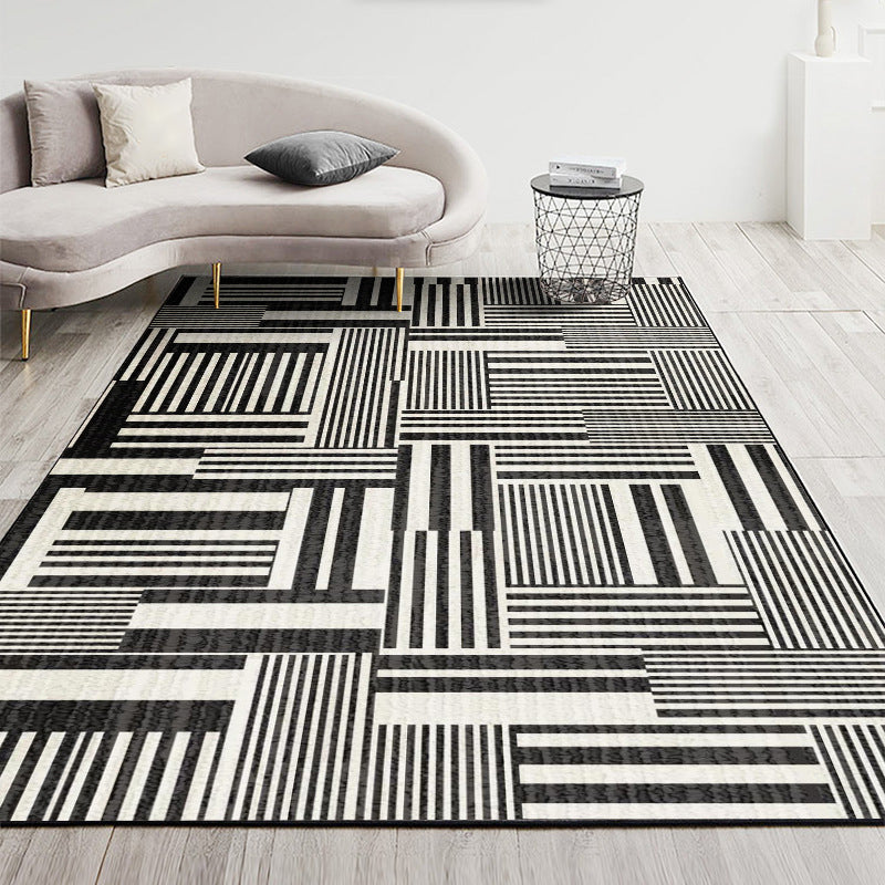 Nordic Geometric Printed Rug Multi Color Polyester Indoor Rug Anti-Slip Backing Washable Stain Resistant Carpet for Living Room