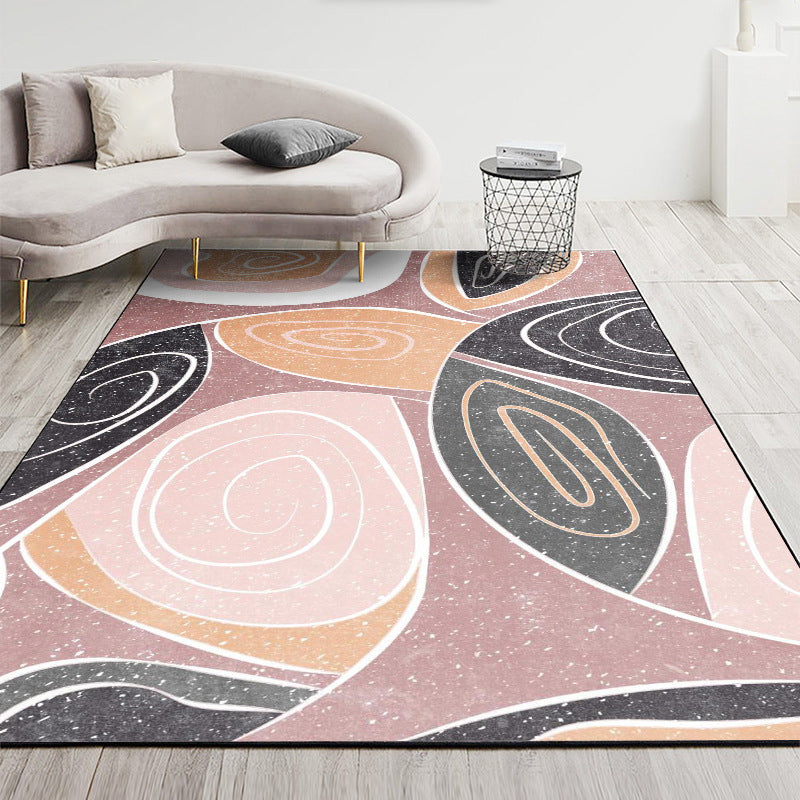 Nordic Geometric Printed Rug Multi Color Polyester Indoor Rug Anti-Slip Backing Washable Stain Resistant Carpet for Living Room