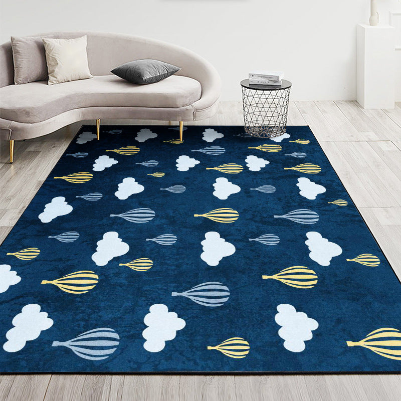 Nordic Geometric Printed Rug Multi Color Polyester Indoor Rug Anti-Slip Backing Washable Stain Resistant Carpet for Living Room