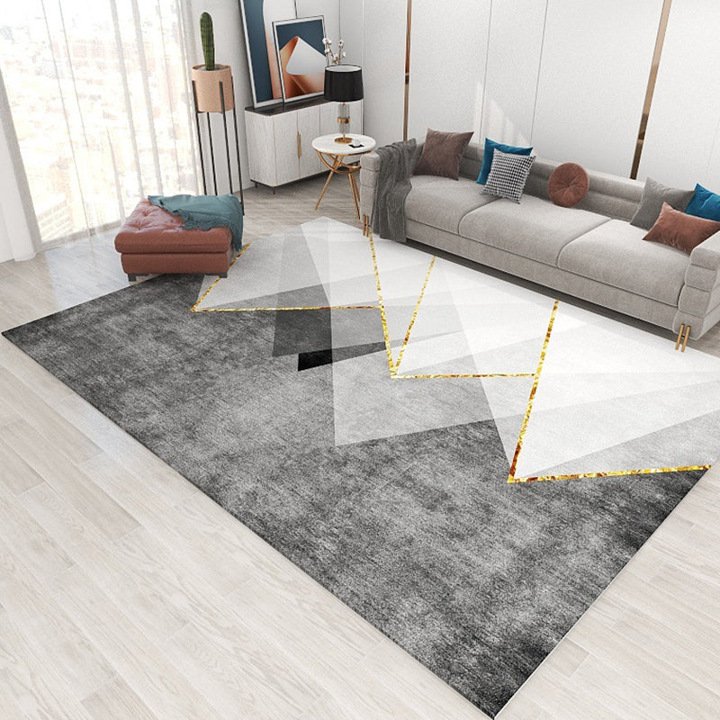 Modern Color-Blocking Geometric Rug Multicolor Polypropylene Rug Machine Washable Non-Slip Pet Friendly Area Rug for Room