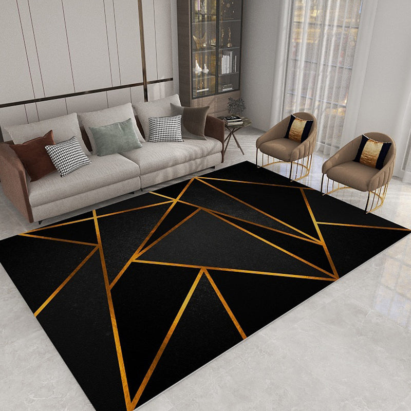Modern Color-Blocking Geometric Rug Multicolor Polypropylene Rug Machine Washable Non-Slip Pet Friendly Area Rug for Room