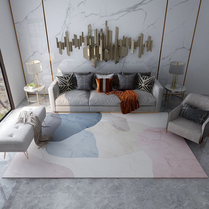 Modern Color-Blocking Geometric Rug Multicolor Polypropylene Rug Machine Washable Non-Slip Pet Friendly Area Rug for Room