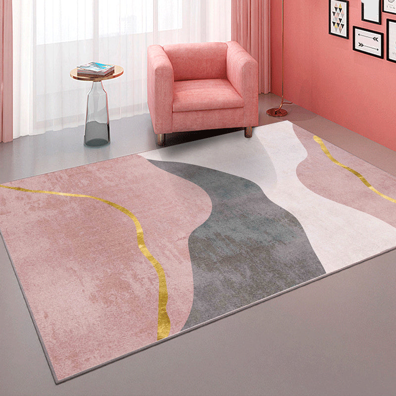 Modern Color-Blocking Geometric Rug Multicolor Polypropylene Rug Machine Washable Non-Slip Pet Friendly Area Rug for Room