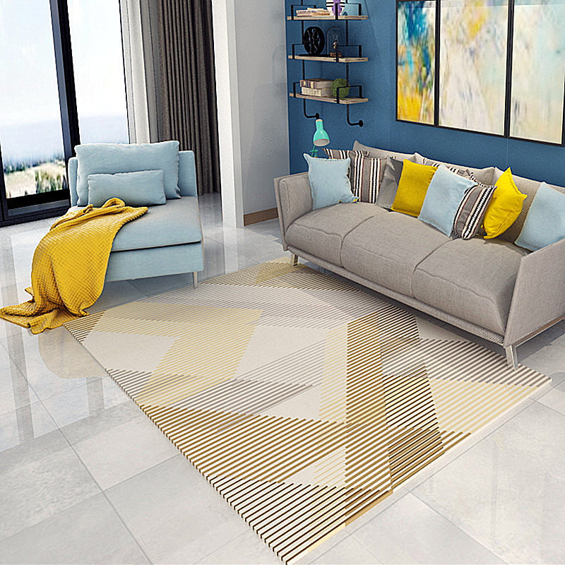 Novel Sketch Effect Geometric Rug Multi-Color Modern Carpet Polyester Stain Resistant Pet Friendly Anti-Slip Rug for Room