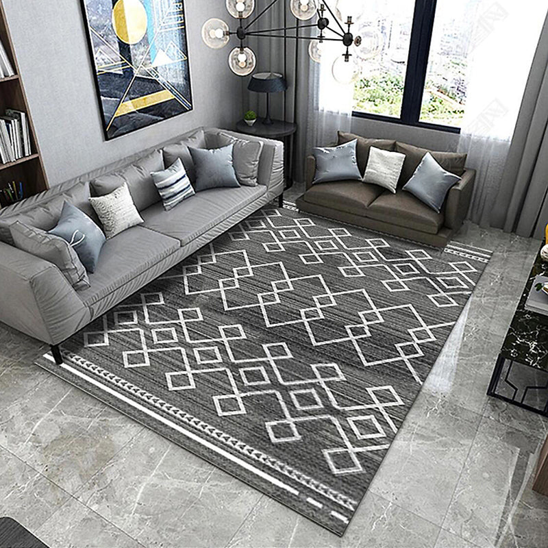 Nordic Hotel Area Rug Multi Colored Geometric Indoor Rug Synthetics Anti-Slip Stain Resistant Washable Rug